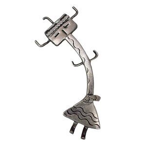 Vintage Navajo Yei Signed Handmade Sterling Silver Brooch Pin Pendant 3" Large
